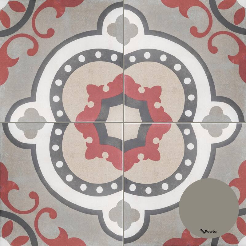 The Tile Life Art Deco 8x8 Grenade Red Porcelain Floor & Wall Tile