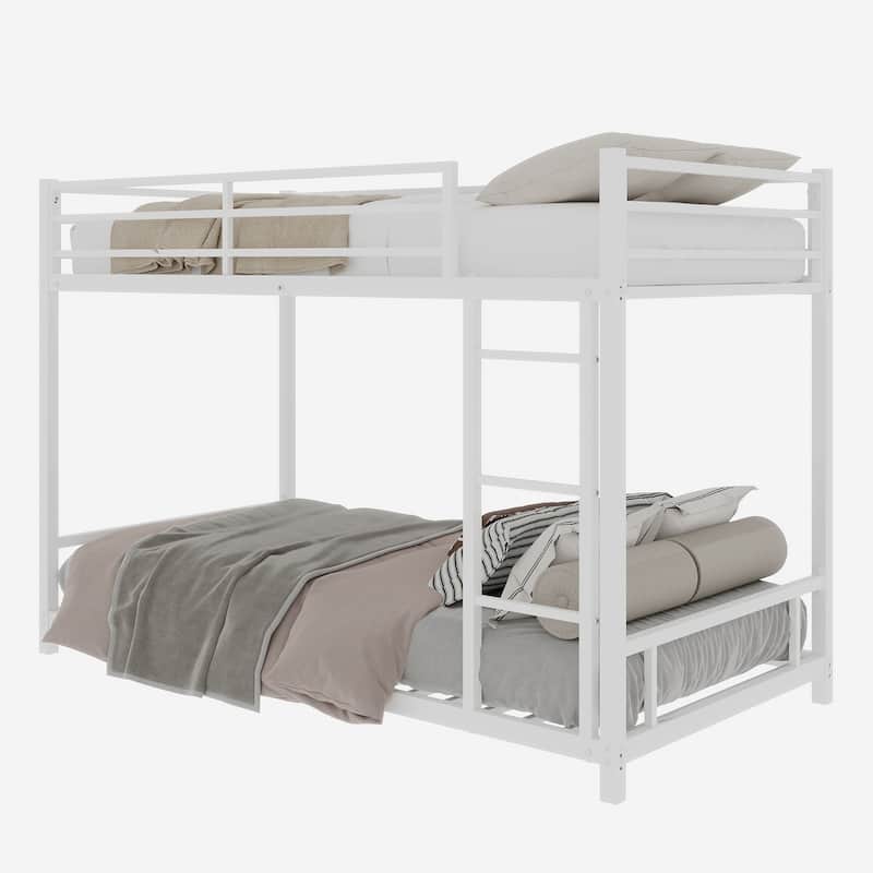 Metal Twin over Twin Bunk Bed/ Heavy-duty Sturdy Metal/ Noise Reduced/ Safety Guardrail/No Box Spring Needed
