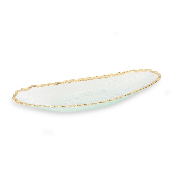 Alice Pazkus 15"L Glass Oval Tray With Gold Edge