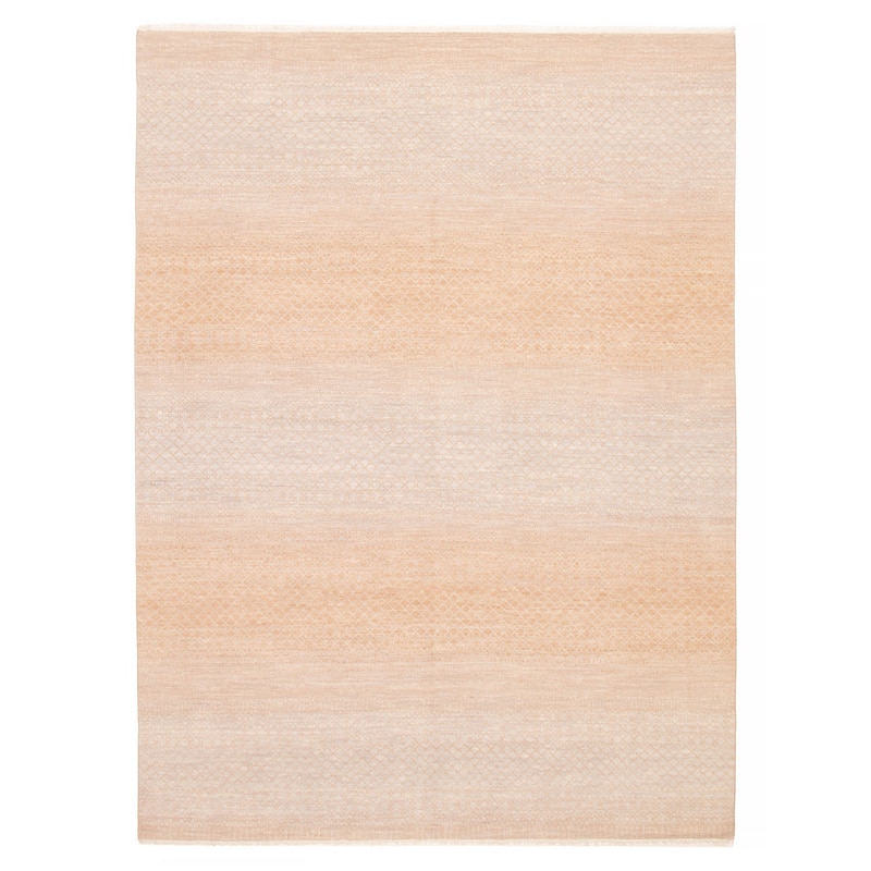 ECARPETGALLERY Hand-knotted Silk Shadow Beige, Brown Wool Rug - 9'0 x 12'4 - Beige/ Light Brown - 9'0 x 12'4
