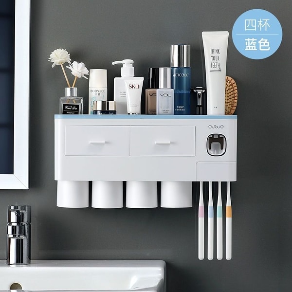 Wall-mounted toothbrush holder set with mouthwash cup - Bed Bath