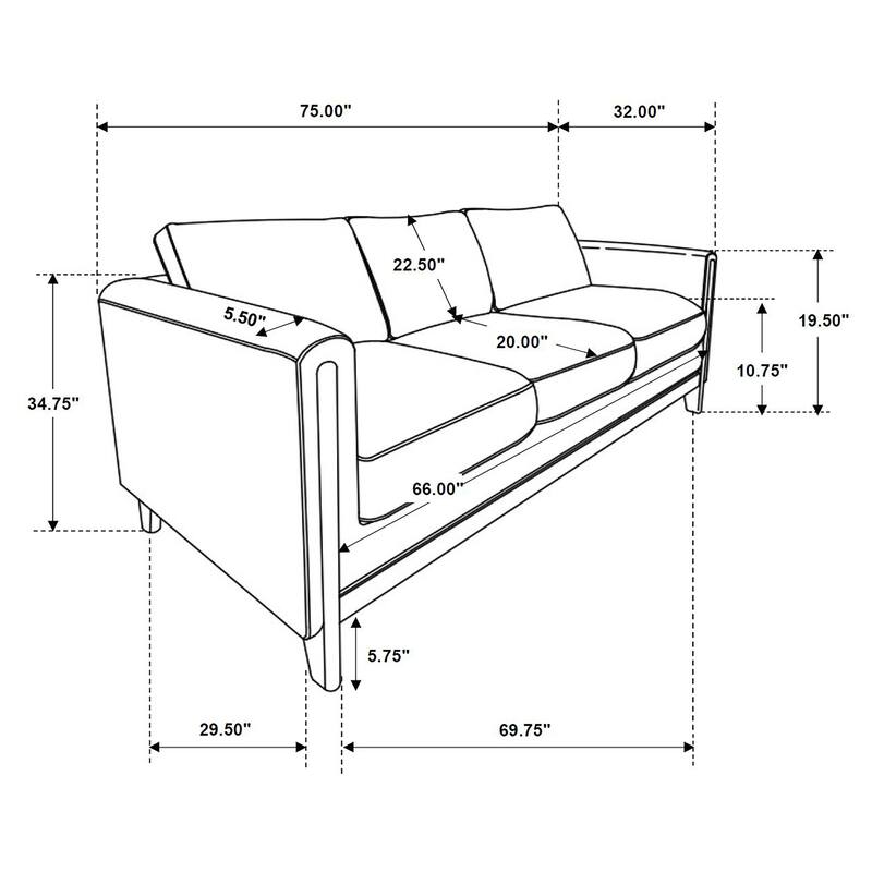 Islington Upholstered Panel Arm Sofa Set Taupe - N/A