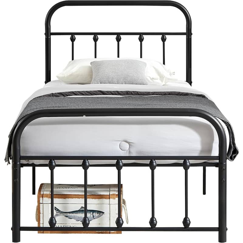 VECELO Modern Metal Platform Kids Bed Frame,Twin Size Bed Set of 2