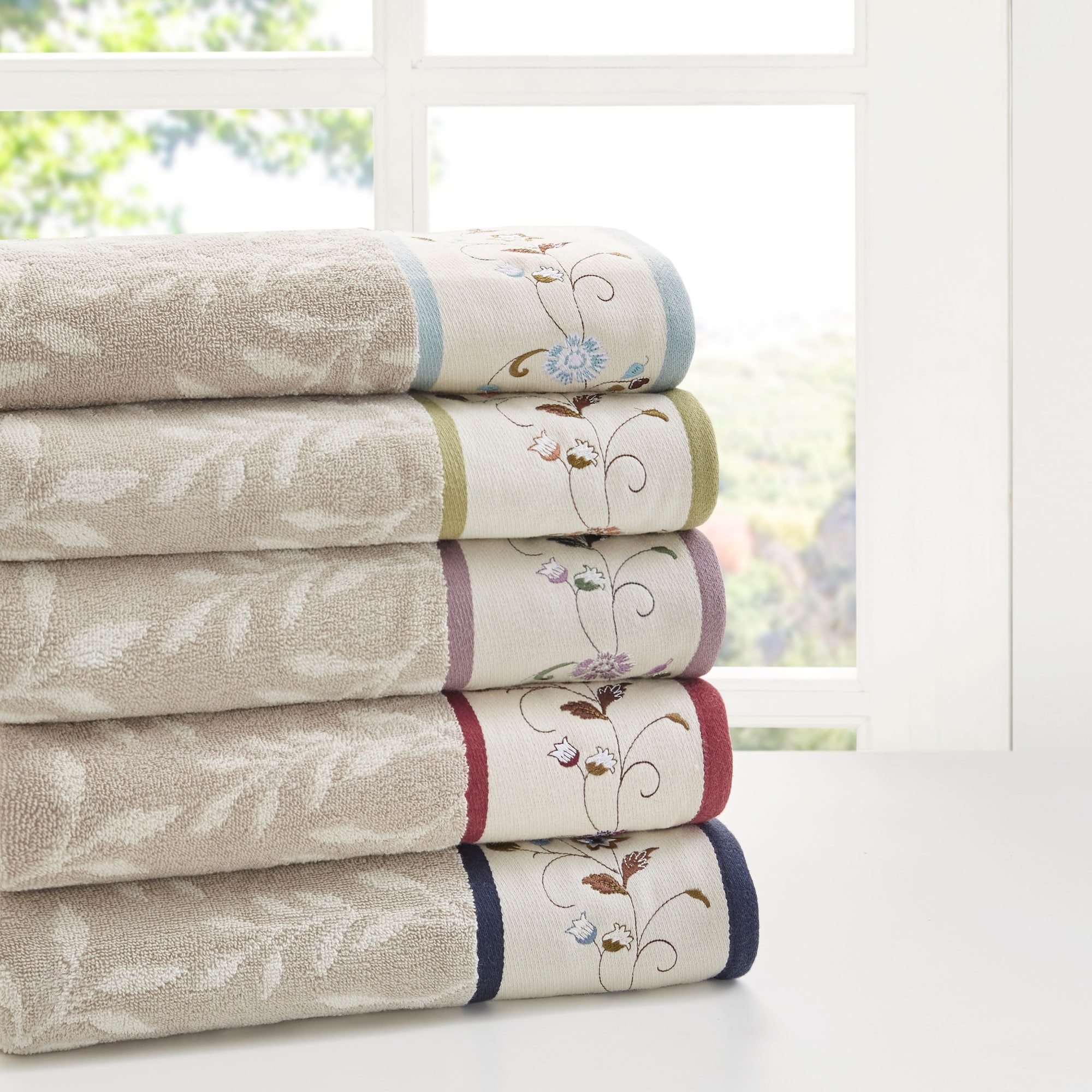Madison Park Serene Embroidered Cotton Jacquard 6-piece Towel Set