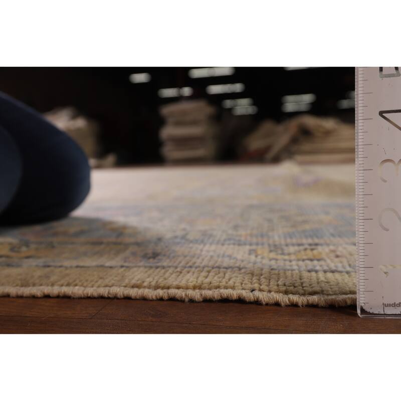 Vegetable Dye Floral Oushak Large Rug Hand-Knotted Wool Carpet - 9'10" x 13'6"