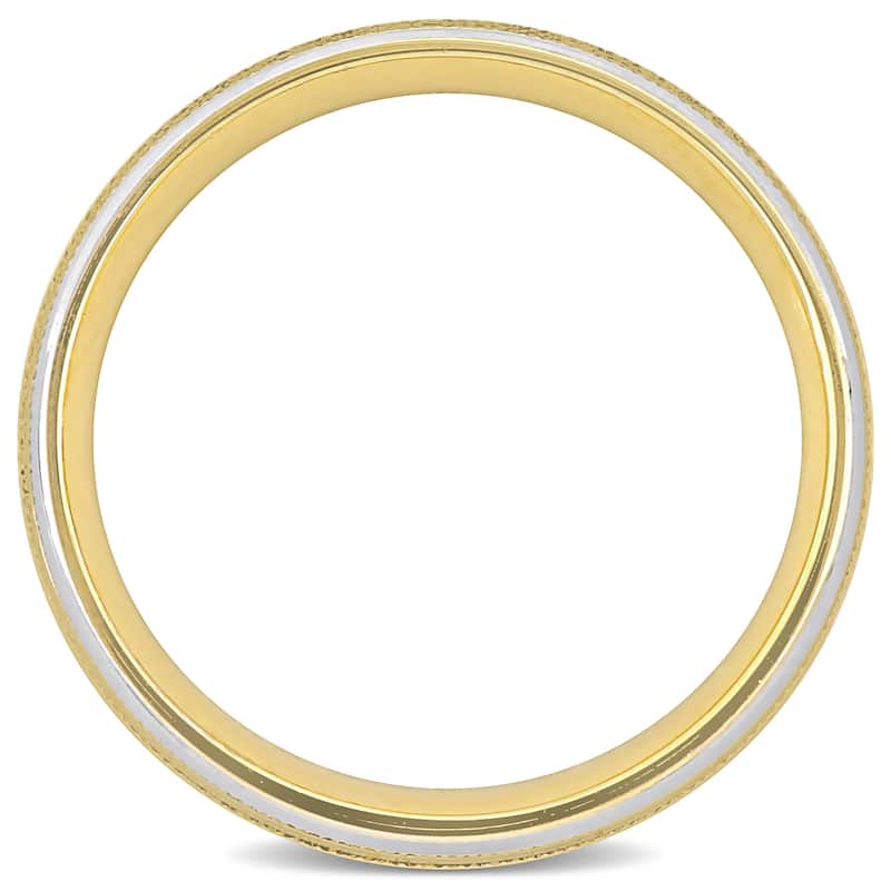 Miadora 6mm Textured Wedding Band in Two-Tone 14k Yellow and White Gold