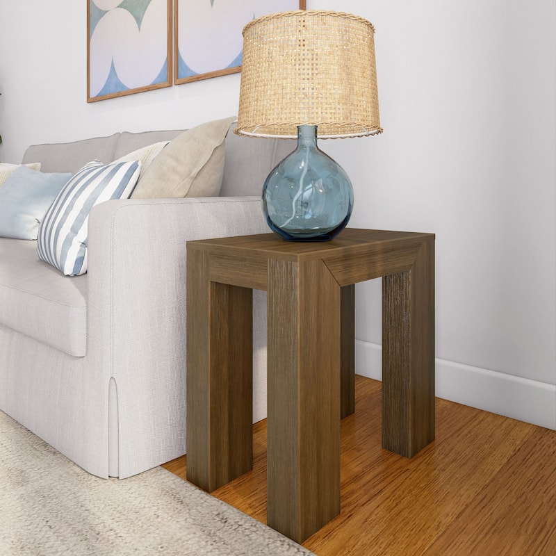 Plank and Beam Modern Rectangular Side Table - 25" - Pecan Wirebrush