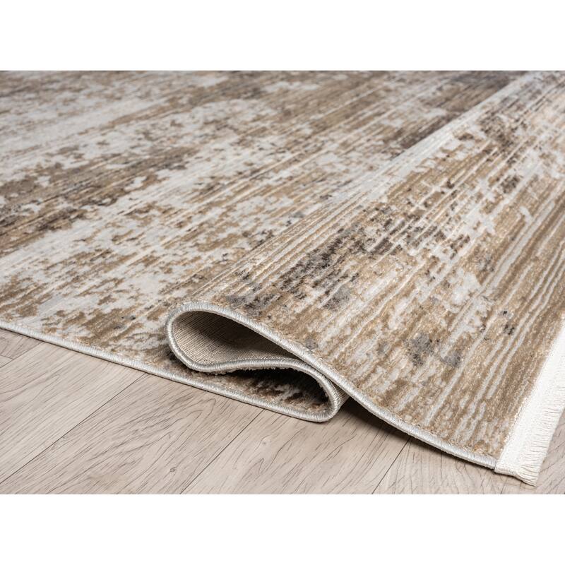 Obsession Collection Cream Abstract Area Rug