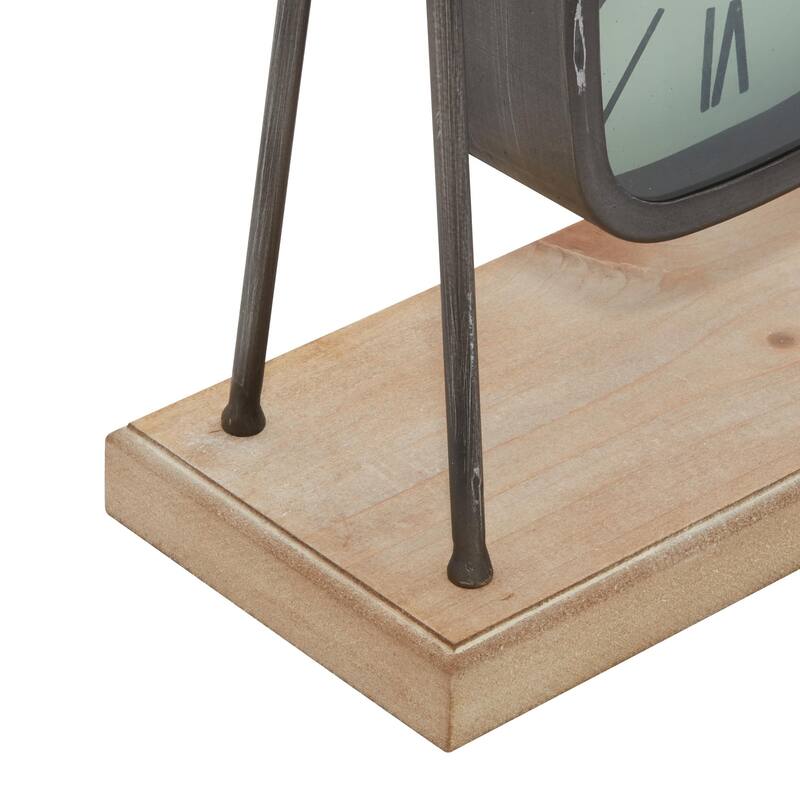 Wood Pendulum Clock with Wood Base - Gray - Roche River Decor