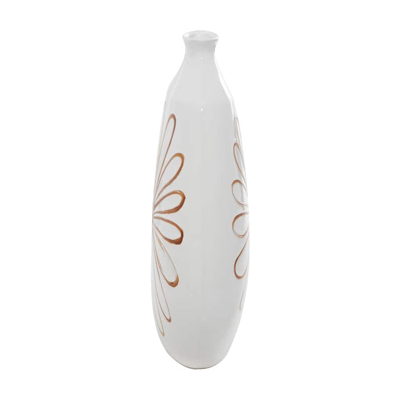 Ceramic Floral Handmade Daisy Vase - White - Roche River Decor - 6"W x 12"L x 18"H