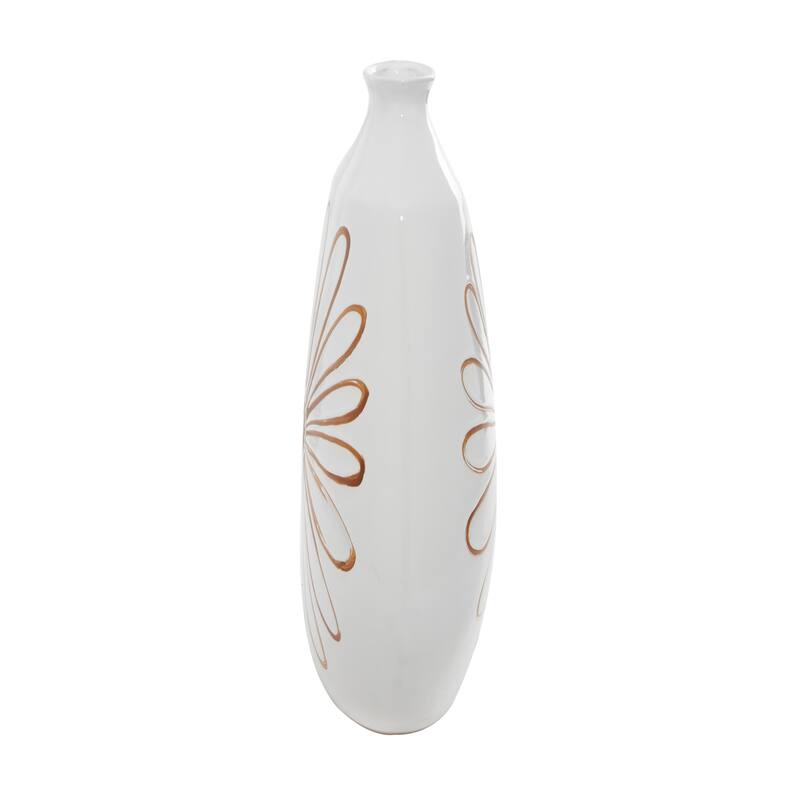 White Ceramic Handmade Daisy Floral Decorative Vase - 12 x 6 x 18
