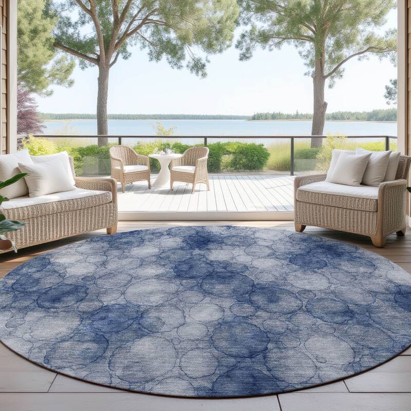 Machine Washable Indoor/ Outdoor Modern Aby Chantille Rug - Navy - 8' x 8'