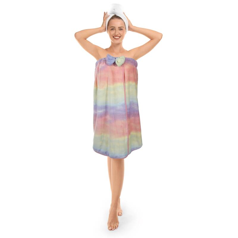 Bath Wrap Towel for Women Bowknot Shower Wrap Towel Multicolor 31.9" Length - Multicolor