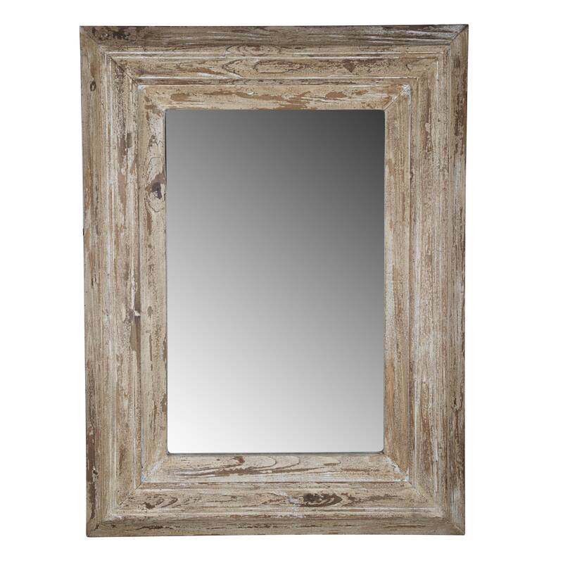 Rectangle Wall Accent Mirror with Distressed Wood Frame