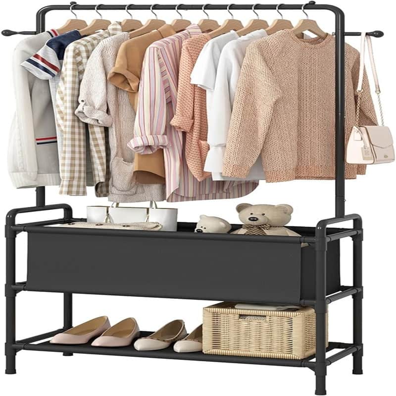 Clothing Rack with Storage Bag - 12.2"D x 33.46"W x 68.11"H