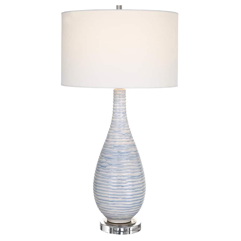 Uttermost Clariot Ribbed Blue Table Lamp - 31.75 x 16 x 16 - 31.75 x 16 x 16