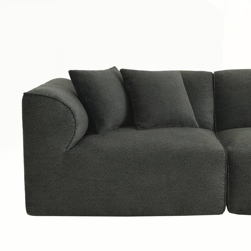 4-seater with pure sponge seat cushions and a detachable footstool includes 3 throw pillows