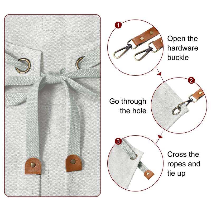 Canvas Chef Aprons 75x68cm Cross Back Cooking Apron 3 Pockets