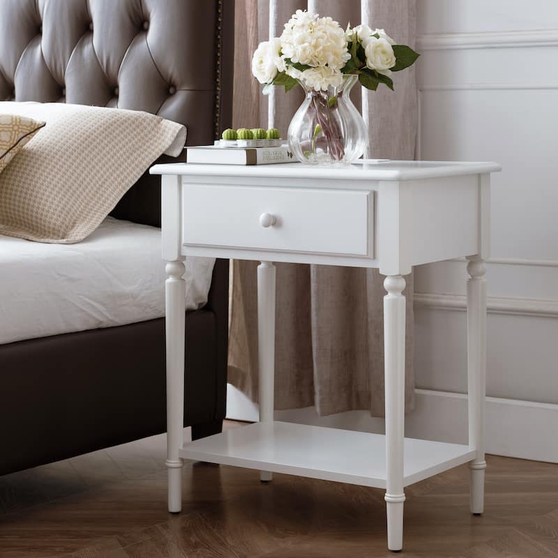 Coastal Charging Nightstand Side Table One Drawer
