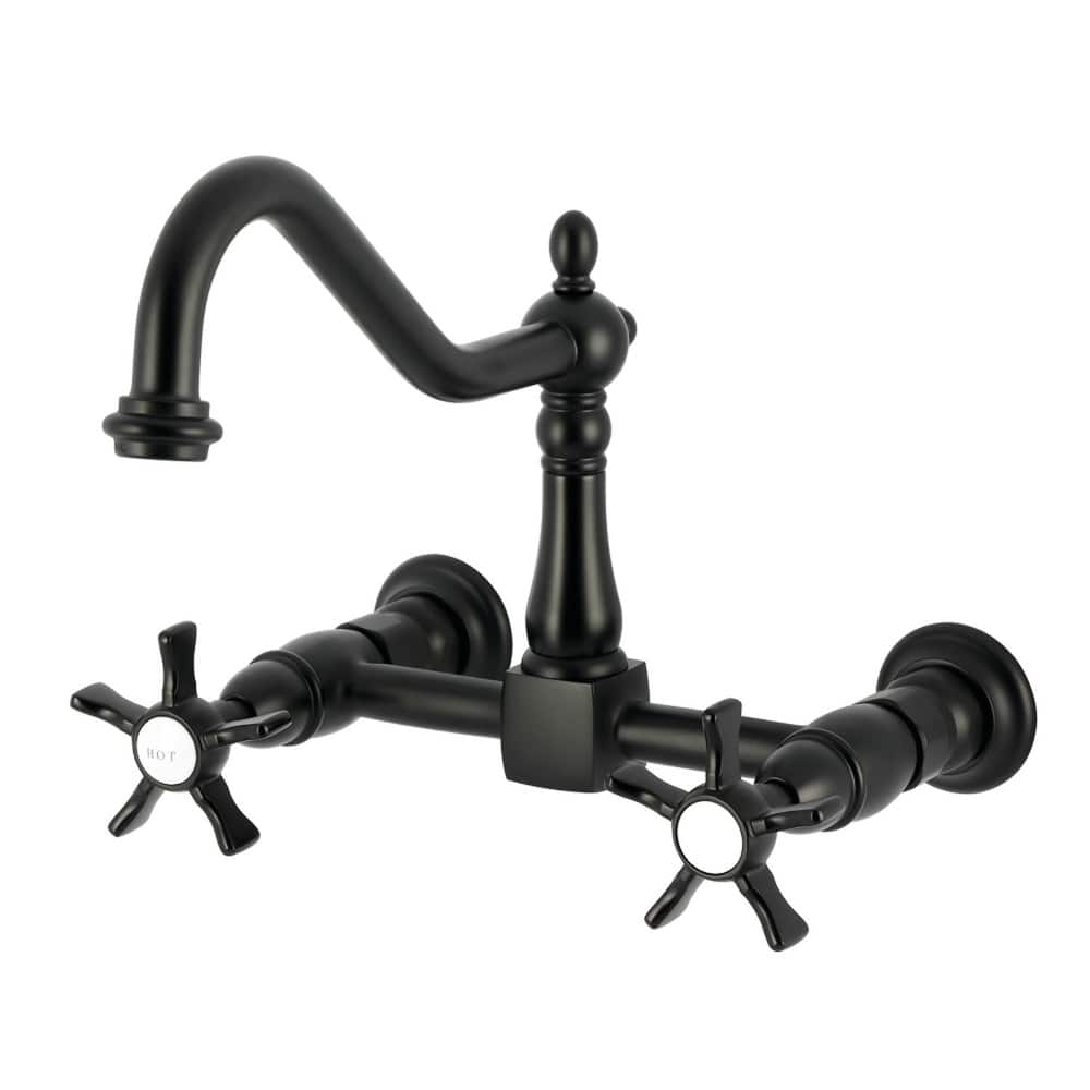 Kingston Brass Essex Double-Handle Wall-Mount Pre-Rinse Bridge Kitchen Faucet