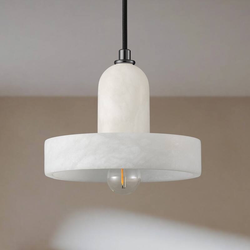 Alabaster Pendant Light for 7.9" Spanish Marble Shade Hanging Light Fixture