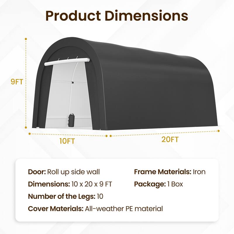 Domed Carport with 4 Cloth Bags - 10' x 20'