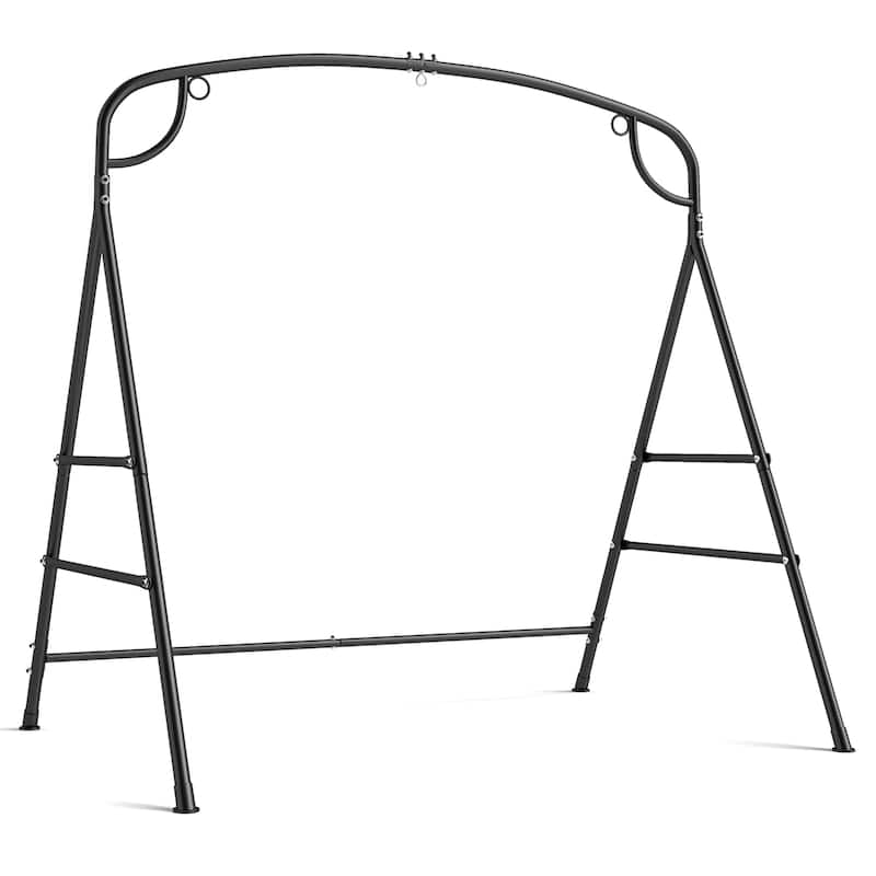 Gymax Swing Stand for Porch Heavy-Duty Metal Swing Frame w/ 2 Hanging - Black