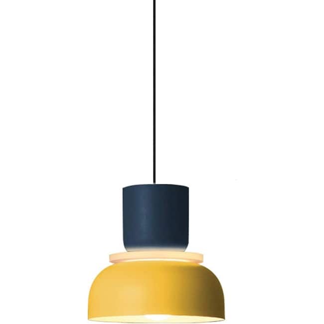 Industrial dining room light yellow and blue hanging light aluminum acrylic pendant light