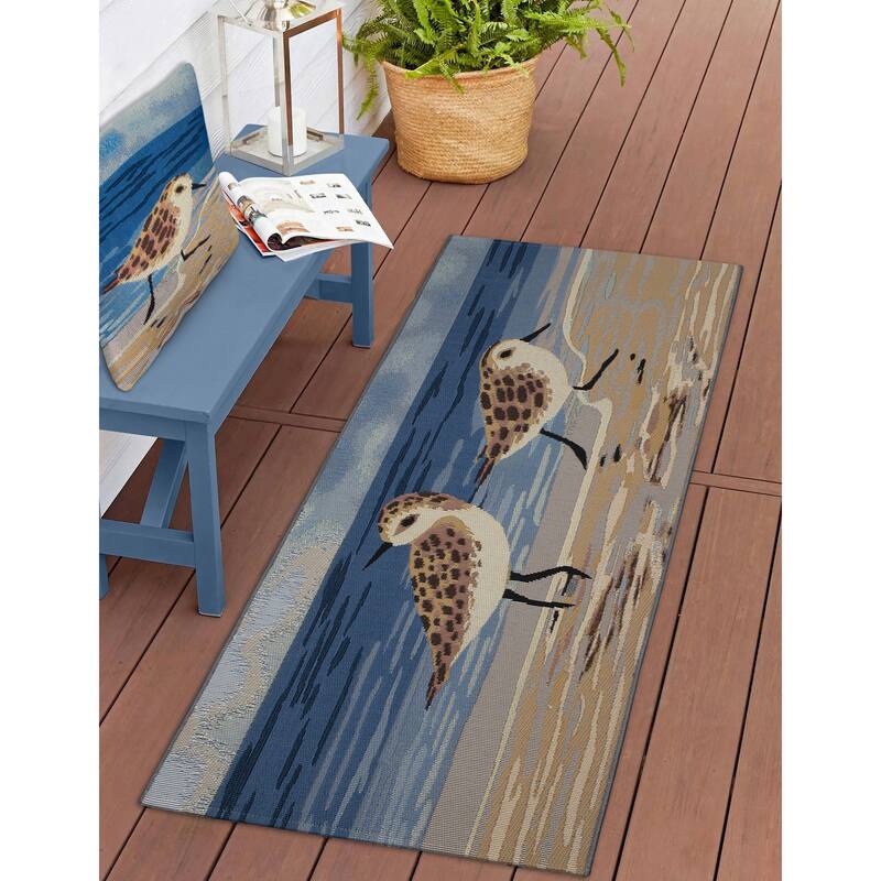 Liora Manne Marina Running Sandpipers Indoor/Outdoor Pillow