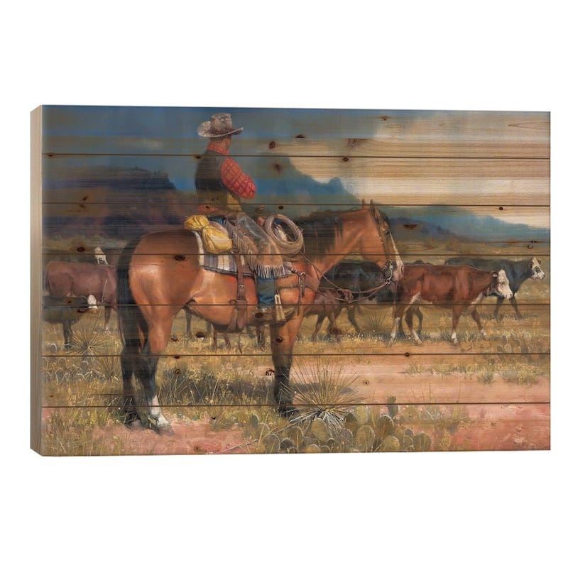 Twenty Years in the Saddle Print On Wood by Jack Sorenson - Multi-Color - 18x26x1.5