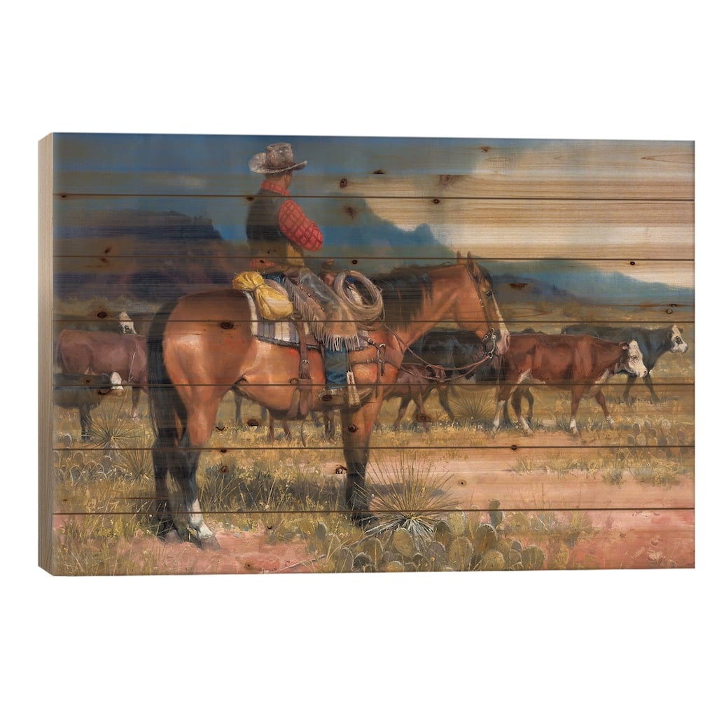 Twenty Years in the Saddle Print On Wood by Jack Sorenson - Multi-Color