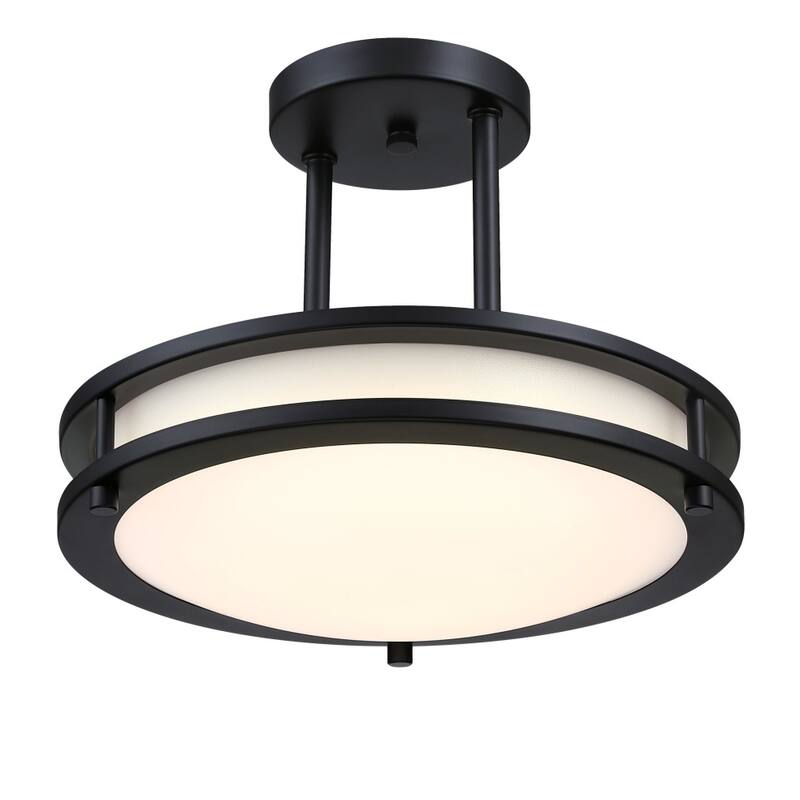 Westinghouse Lighting Lauderdale 12 Inch 15 Watt LED Indoor Semi Flush Mount Ceiling Fixture with Color Temperature Selection - Matte Black