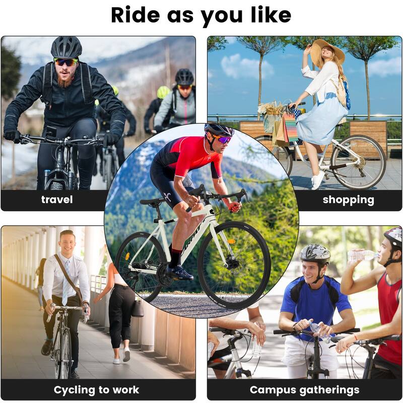 28" Road Bike, Lightweight Aluminum Frame, Disc Brakes, 16-Speed, Fast Acceleration for Men and Women, for High-Intensity Riding