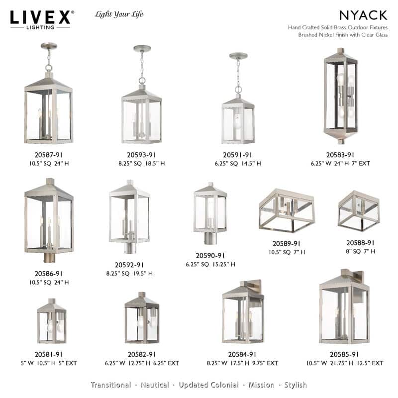 Livex Lighting 4-light Brushed Nickel Outdoor Ceiling Mount, 20589-91 - 10.5" Dia. x 7" H