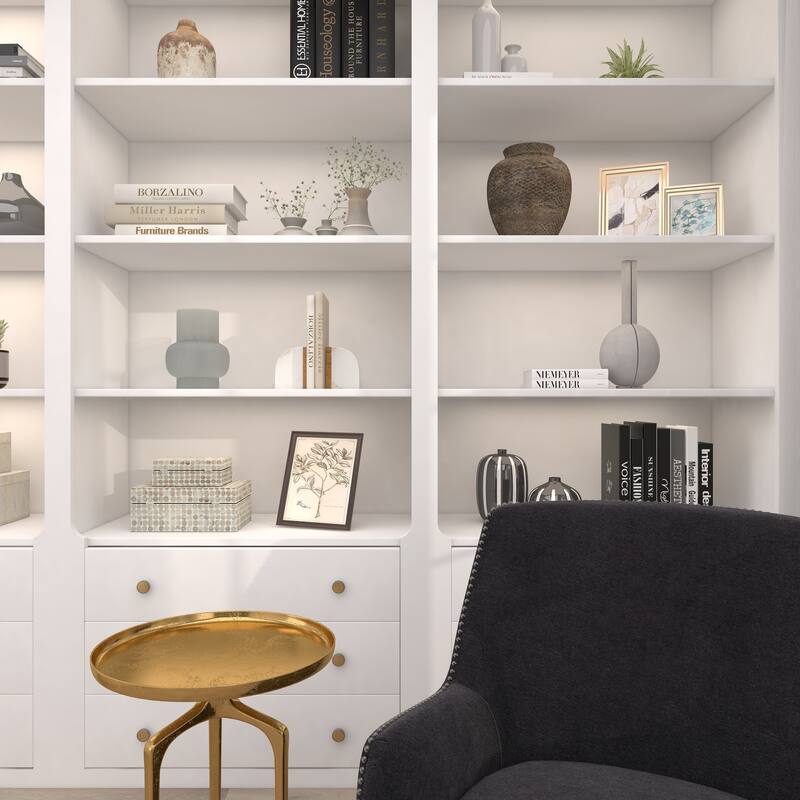 White Marble 5 lbs Decorative Bookends with Wood Details (Set of 2)