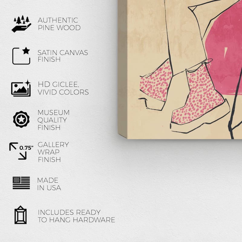 Wynwood Studio Fashion and Glam Organic Fashion Girl Pink and Sepia Modern & Contemporary Wall Art Canvas Print