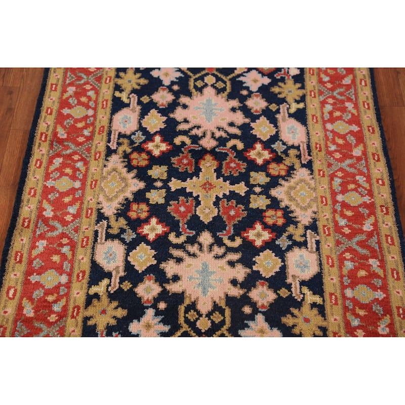 Navy Blue Oushak Indian Foyer Rug Handmade Wool Carpet - 3'0"x 5'3"