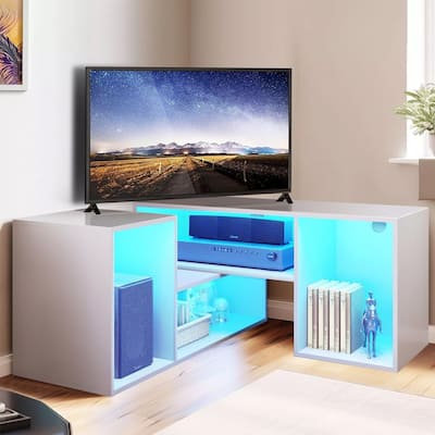 55.5" Modern LED TV Stand with Open Storage for 55/60/65/75 In TVs - 42 inches