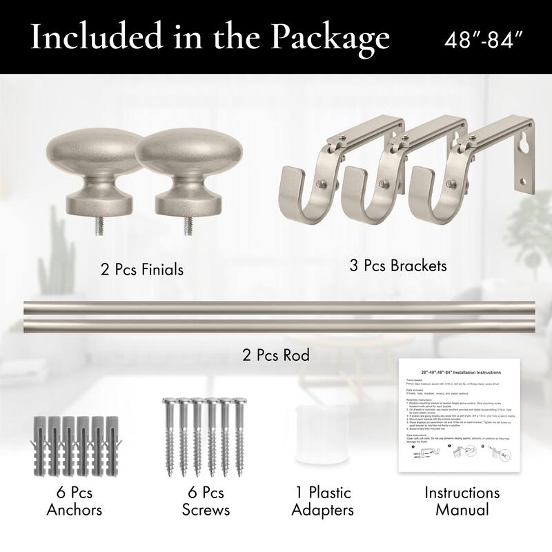 Meriville 1-Inch Diameter Prima Single Window Curtain Rod