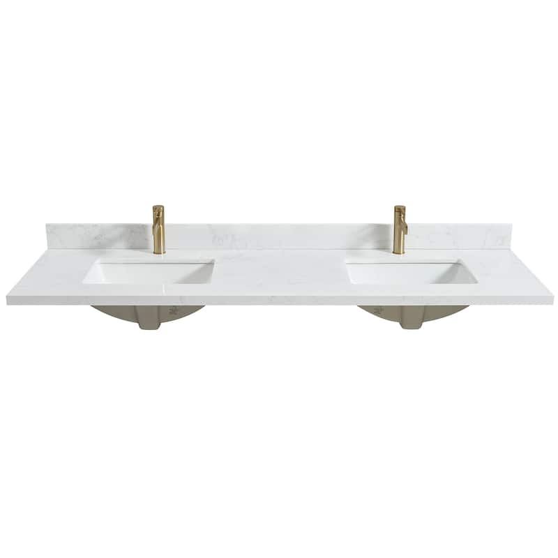Malaga Composite Stone Vanity Top with White Rectangular Sink