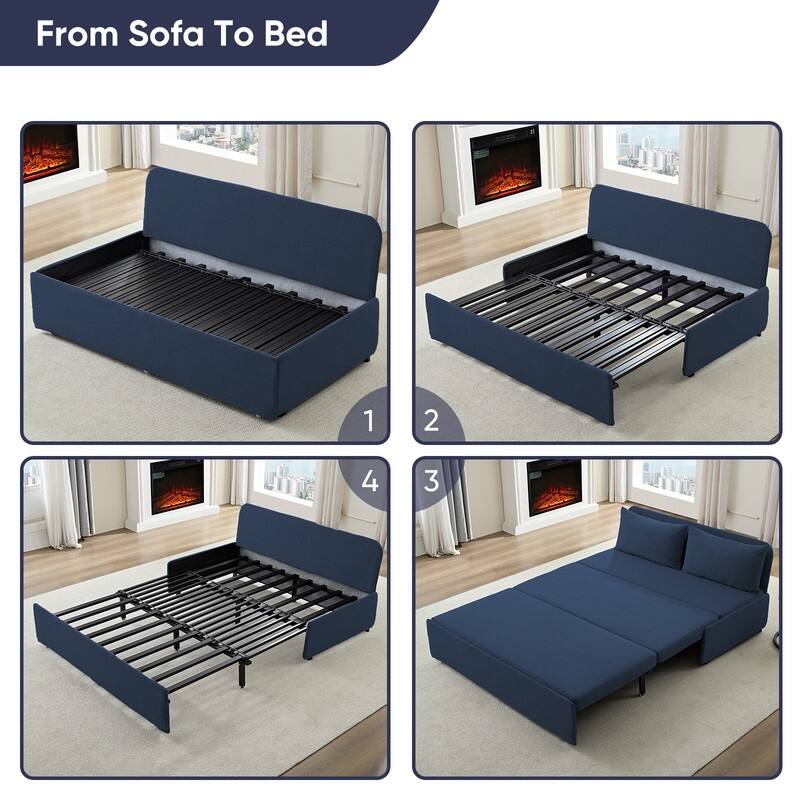 Mixoy Full Size Queen Size Sofa Bed,2 in 1 Convertible Linen 1-Seater/Loveseat Sleeper Sofa Couch with Cushions