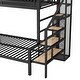 preview thumbnail 17 of 22, Metal Frame Twin/Full Platform Beds, Storage Stairway Bunk Bed with Wardrobe