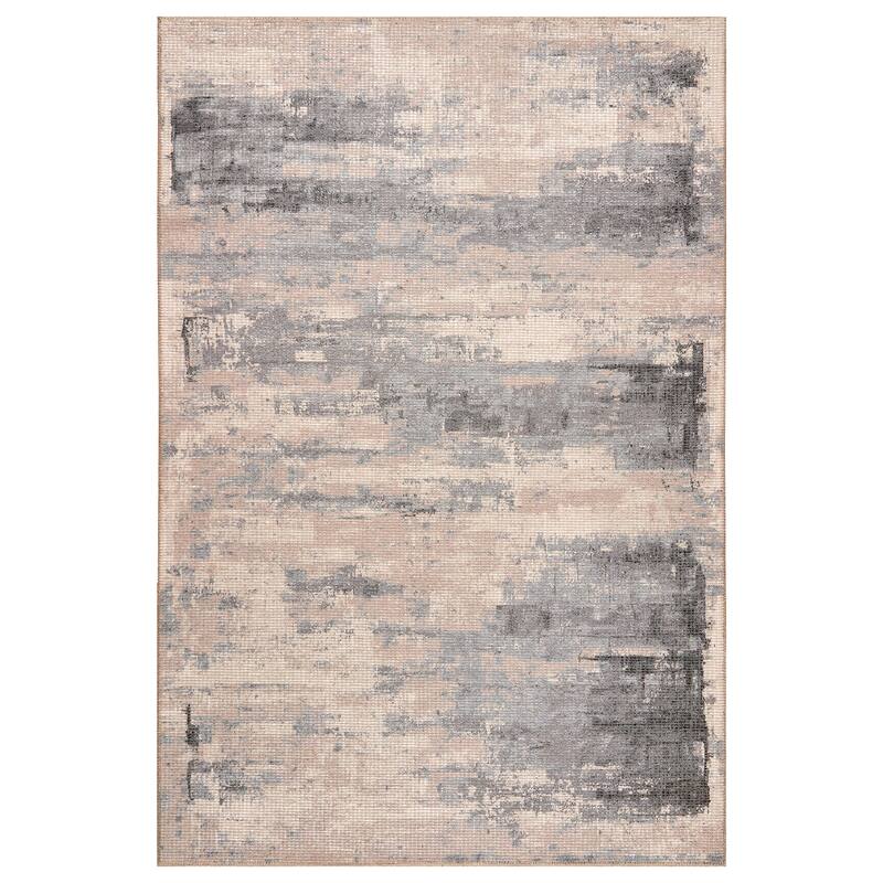 Terra by Obeetee Avalon Brushstrokes Gray Rug - Cream/Onyx - 8'10" x 11'9"