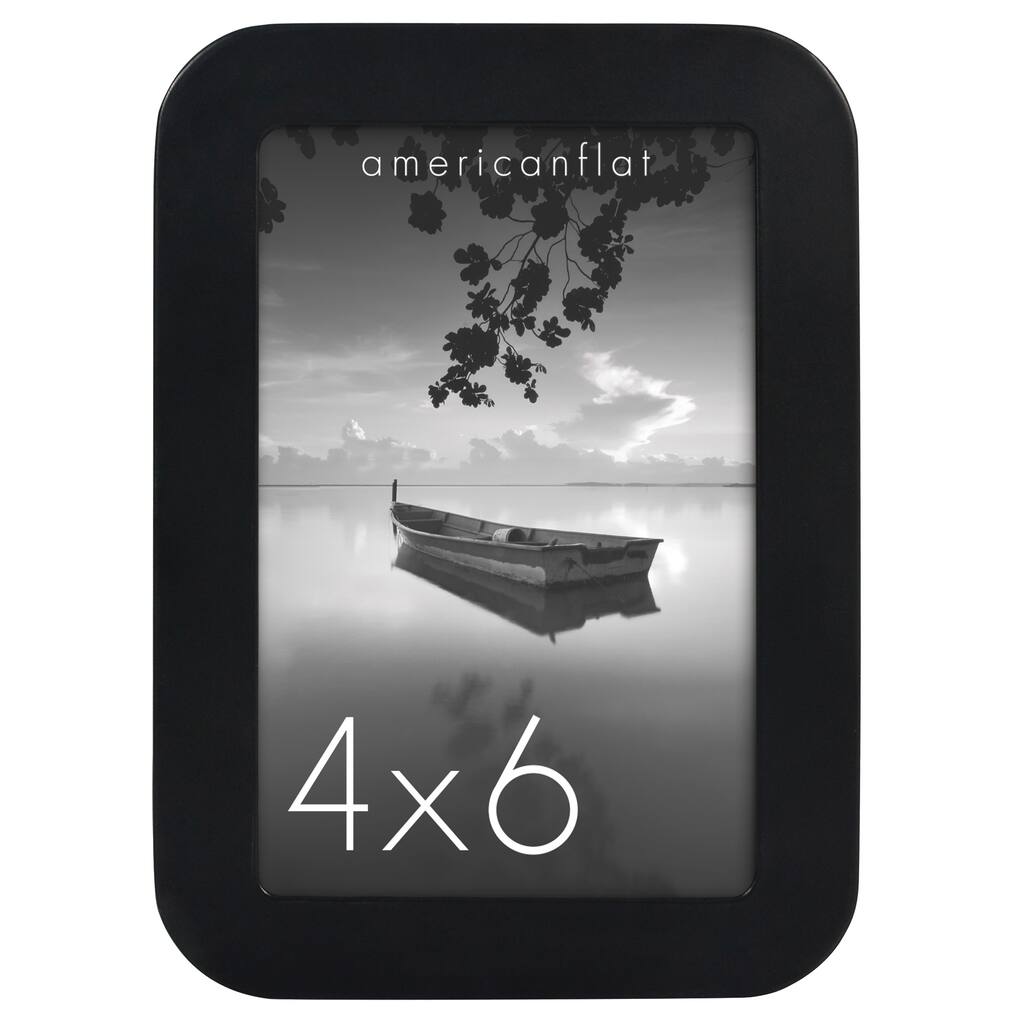 Americanflat Curved Corner Photo Frame With Shatter-Resistant Glass - Black