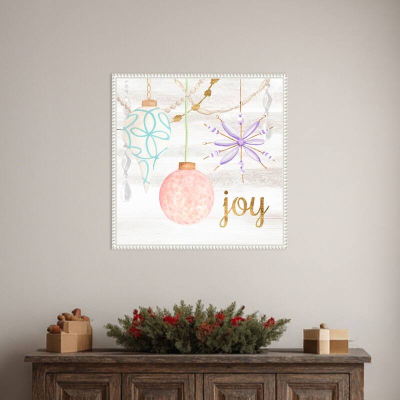 Elegant Ornaments II by Annie Warren (22 x 22 in.), Framed Canvas Wall Art Print - Sylvie Beaded White
