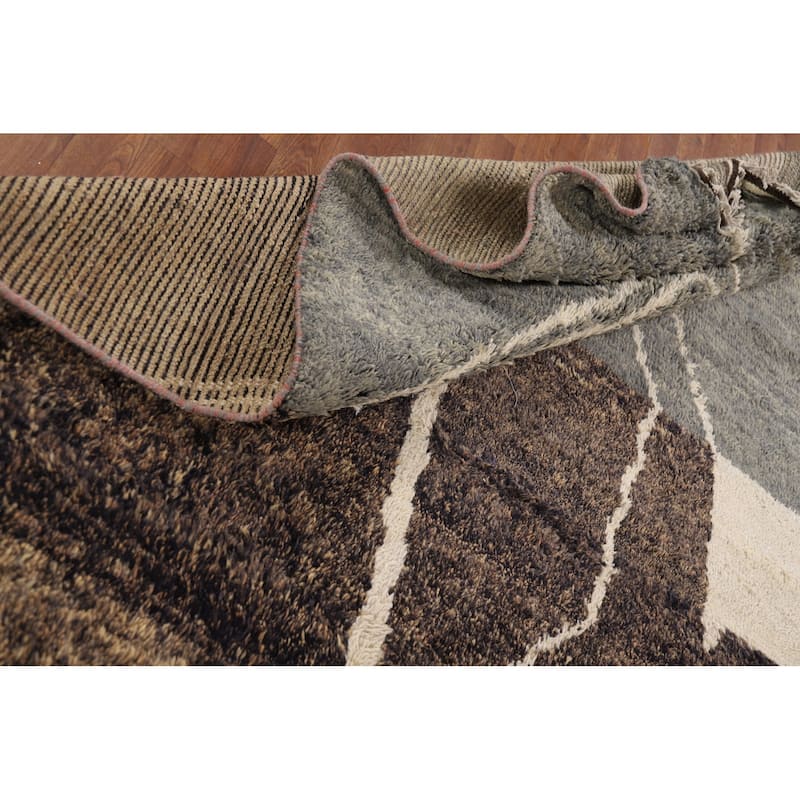 Plush Moroccan Oriental Area Rug Handmade Multi-Color Wool Carpet - 8'9" x 12'6"