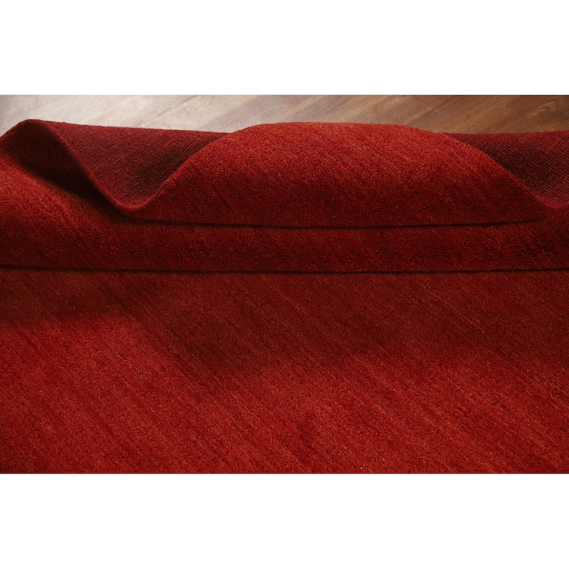 Orange Gabbeh Indian Area Rug Hand-Knotted Oriental Tribal Wool Carpet - 4'11" x 7'10"