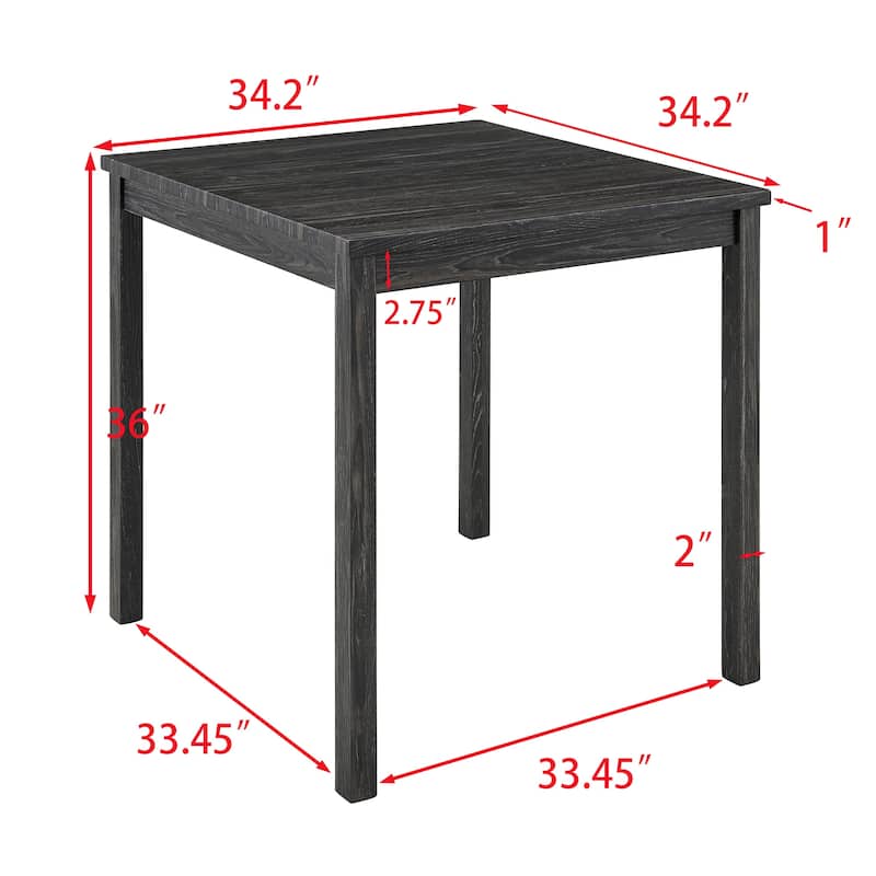 Roomfitters 5-Piece Dining Table Set with Upholstered Stools, Industrial Bar Table for Dining or Breakfast Nook