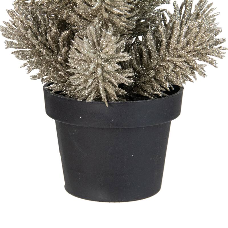8.5 Potted Glitter Artificial Pine Christmas Tree - Unlit - 8.5"