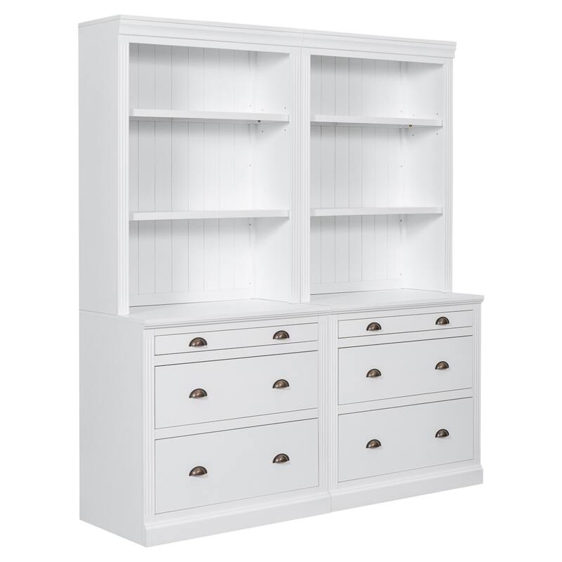 83.4"Tall Bookshelf Suite with LED Lighting, Drawers, 2-Piece